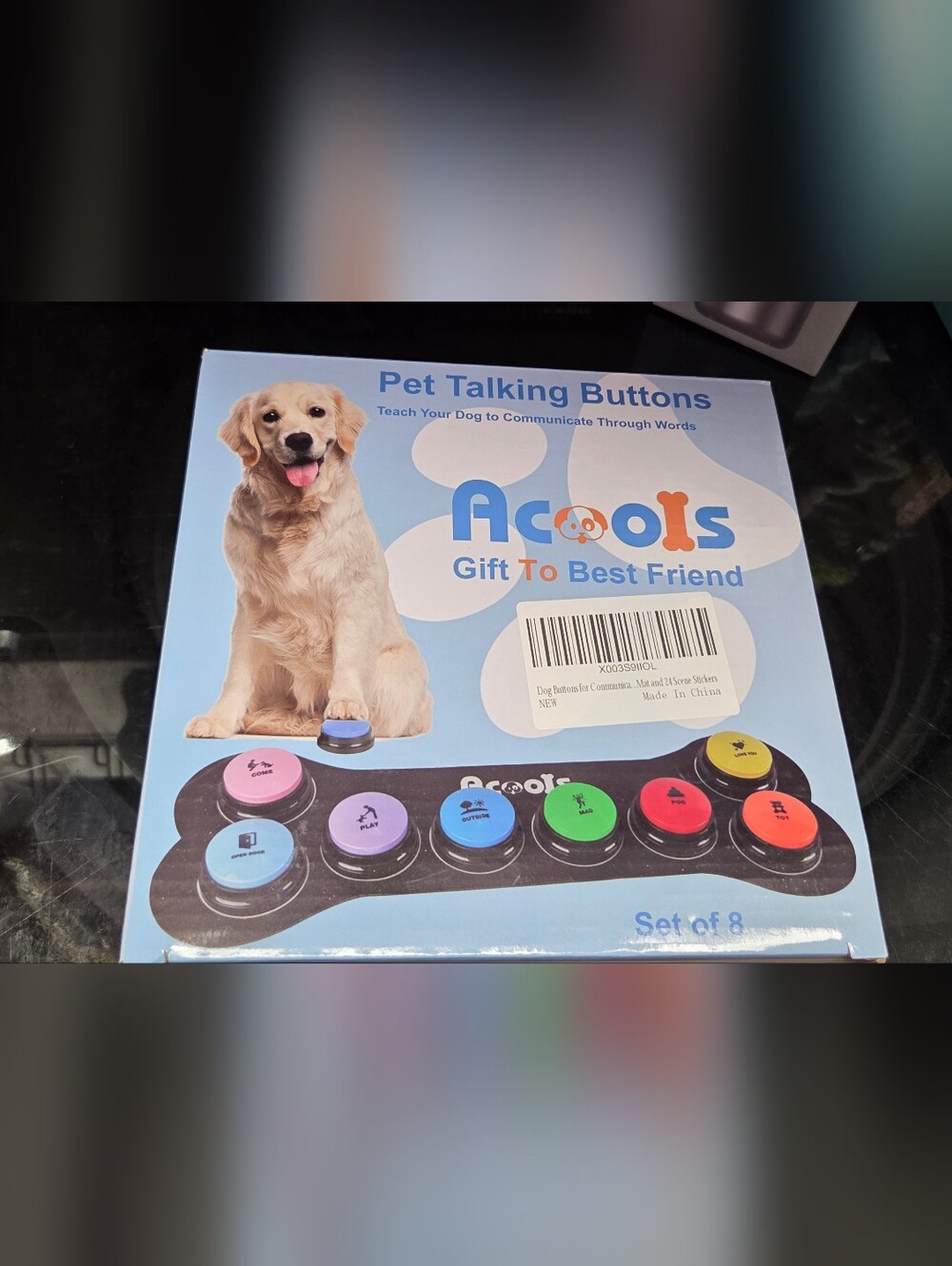 Pet Talking Buttons - 6 Of 8-Button Multi-Color Dog Communication Set